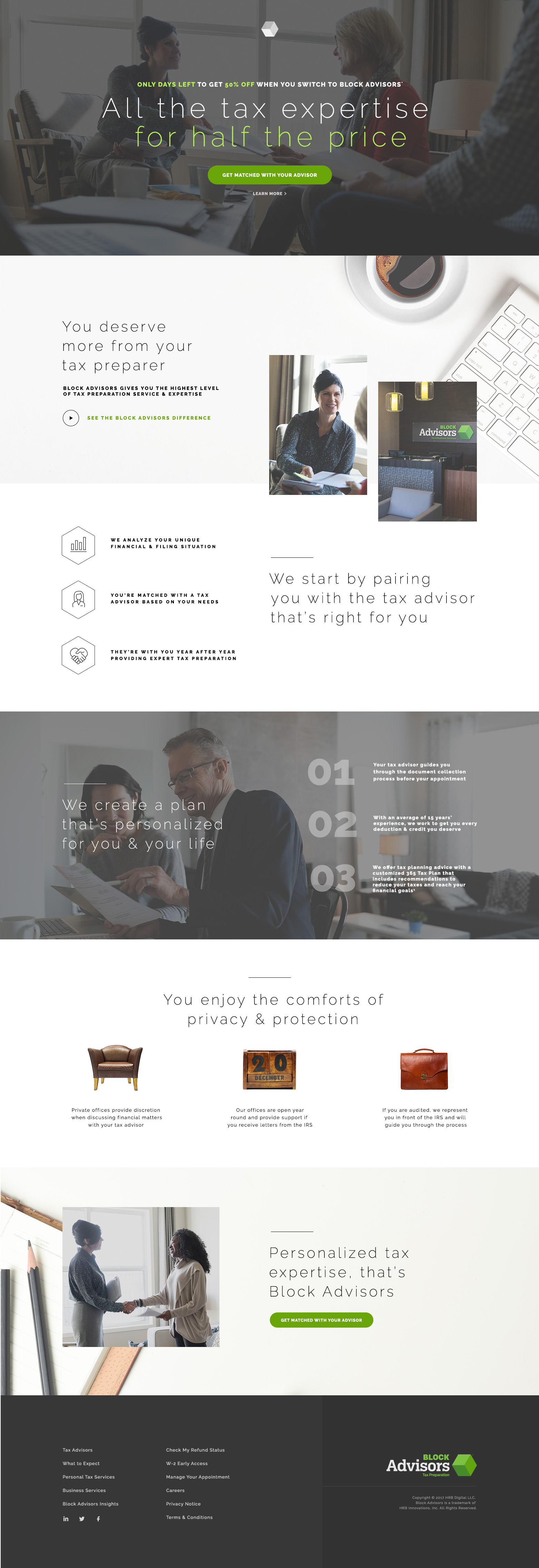 Block Advisors desktop landing page render