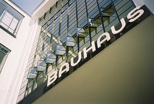Bauhaus lettering on the Dessau workshop building